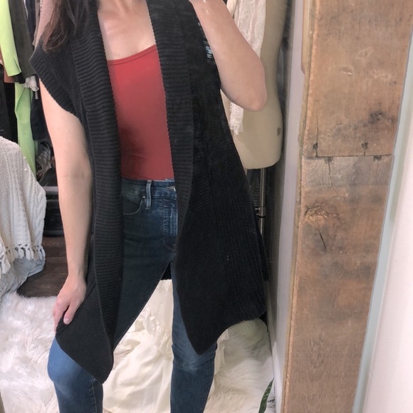 Bay studio black knit sweater cardigan size large - Picture 3 of 6